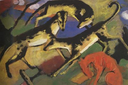 Franz Marc Playing Dogs (mk34) oil painting picture